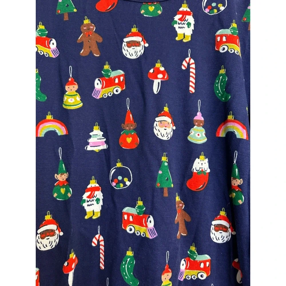 Hanna Andersson Size L Navy Christmas Ornament Organic‎ Cotton Pajama Top